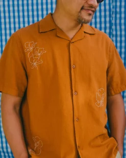 Canty Sz Embroidered Gauze Short Sleeve Shirt