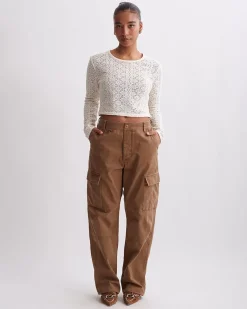 Peii Cotton Mesh Long Sleeve Top