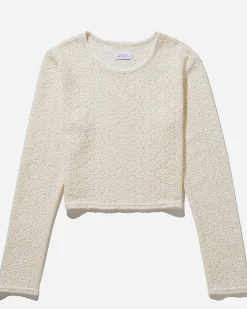 Peii Cotton Mesh Long Sleeve Top