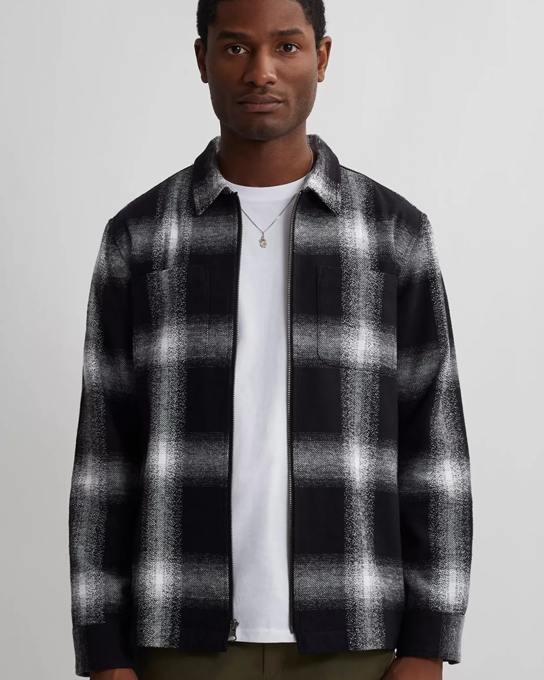 Ryan Zip Front Plaid Flannel Shirt