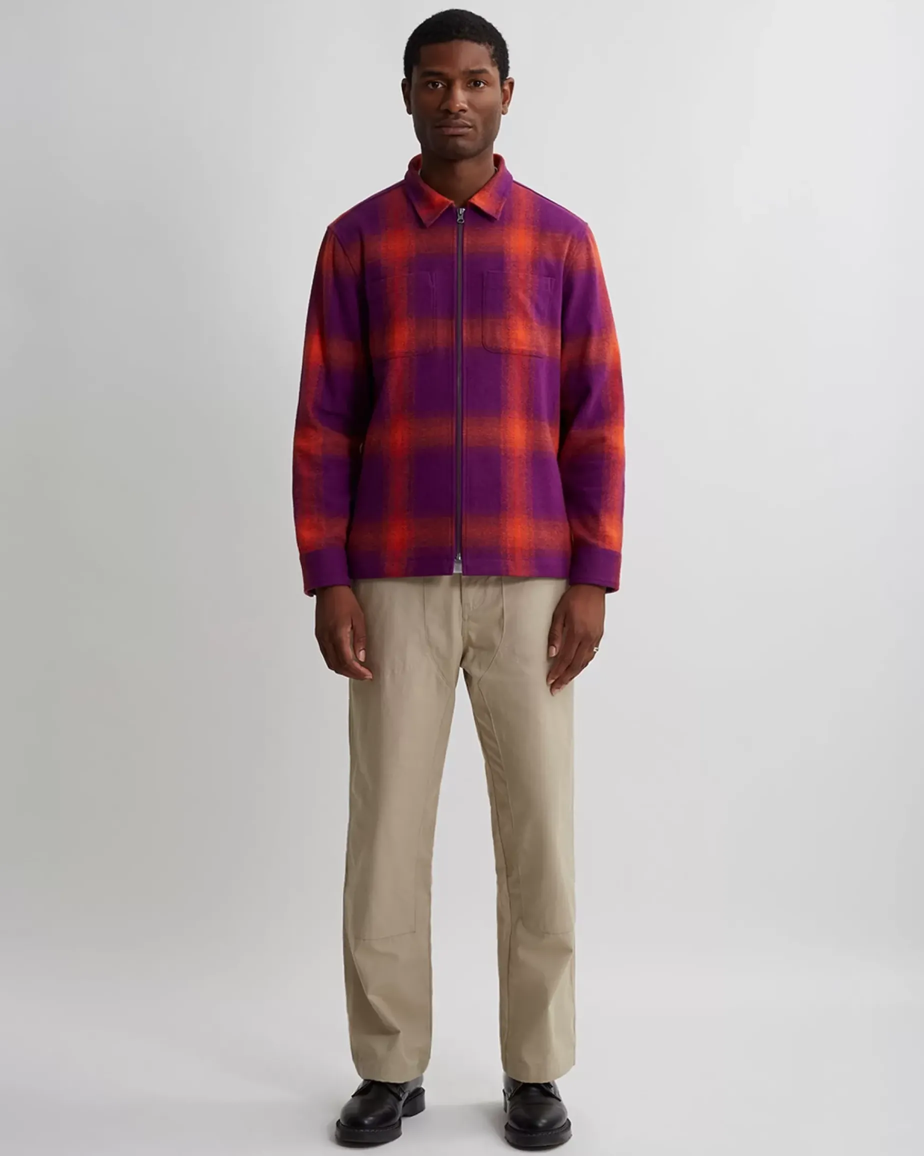 Ryan Zip Front Plaid Flannel Shirt