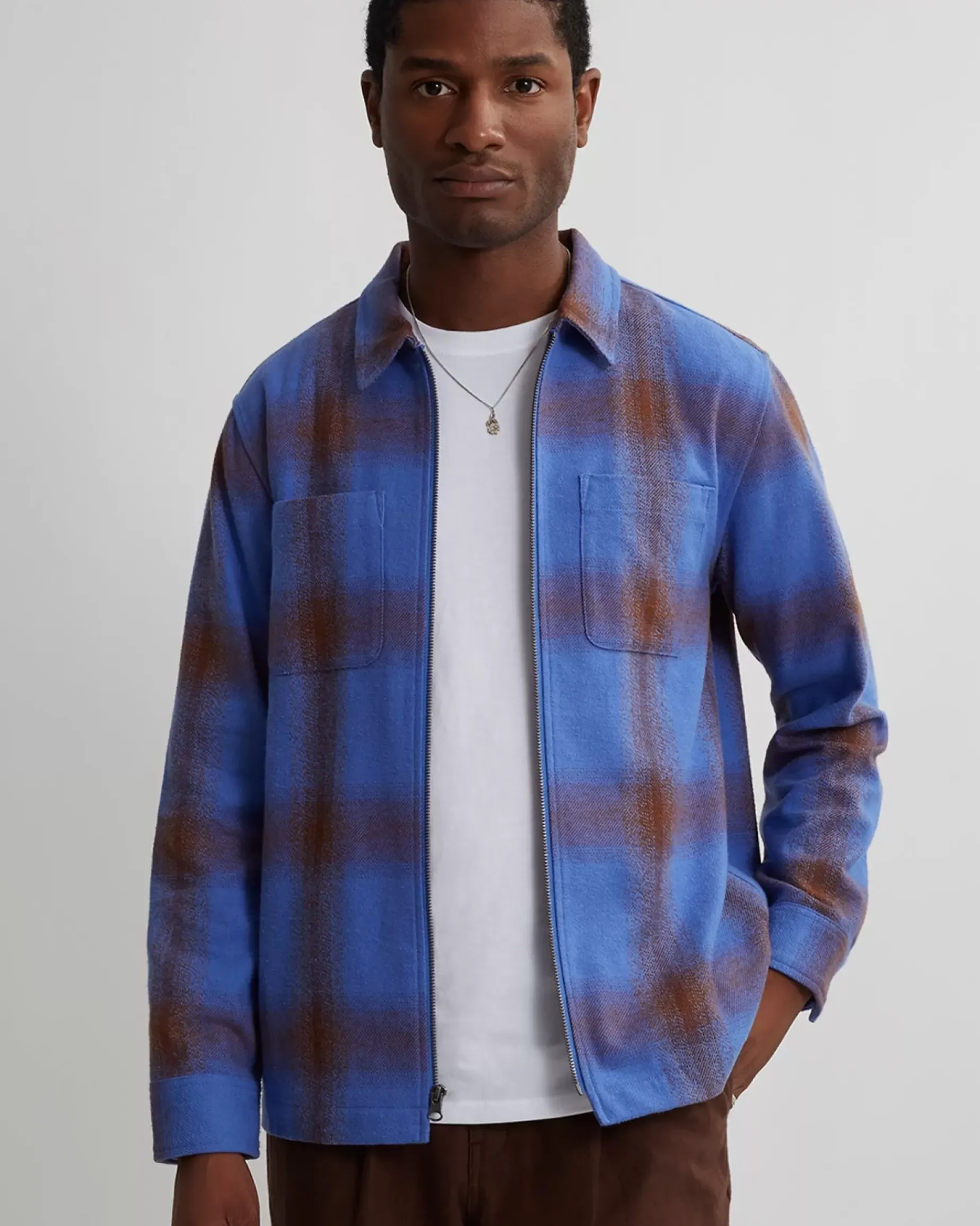 Ryan Zip Front Plaid Flannel Shirt