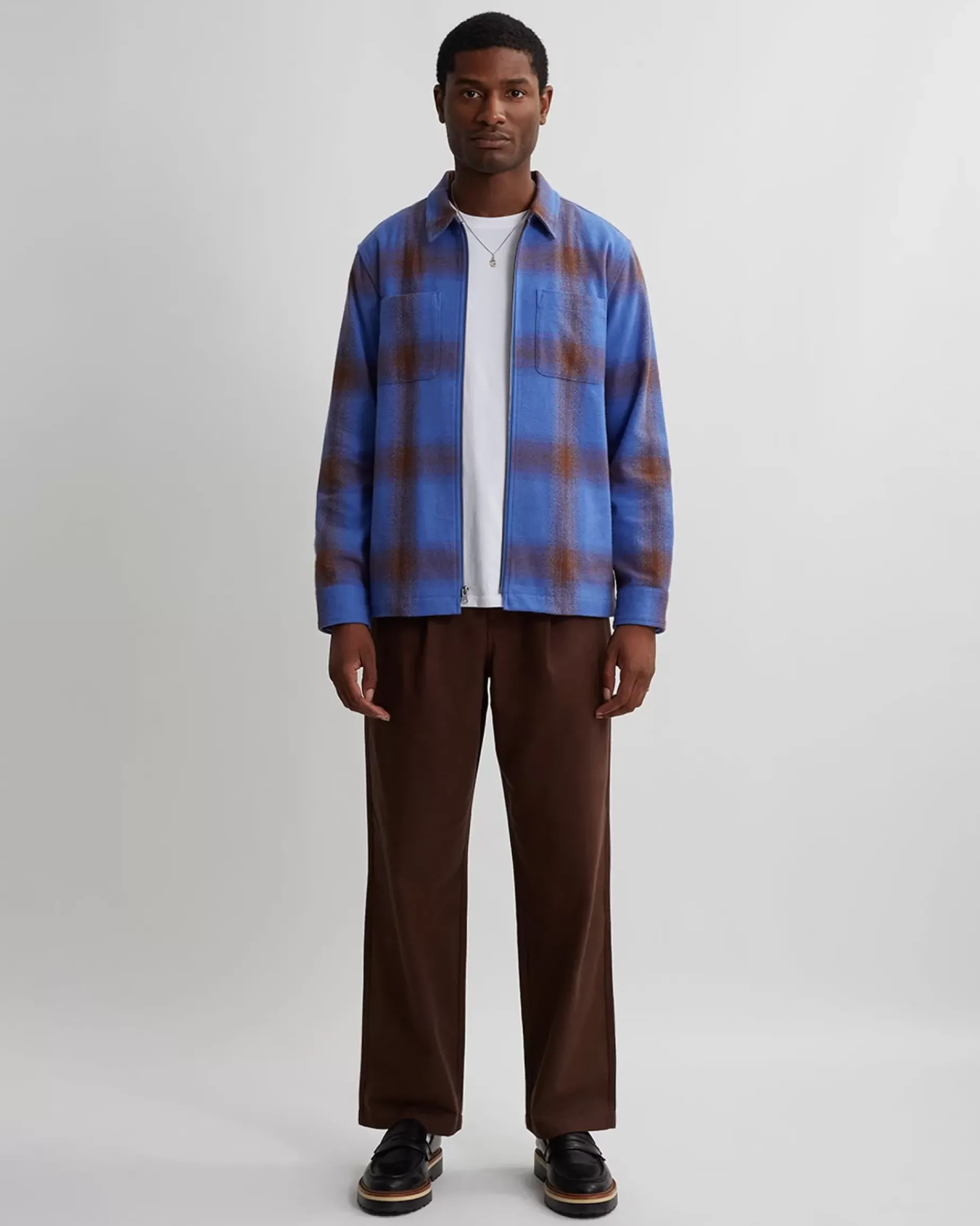 Ryan Zip Front Plaid Flannel Shirt