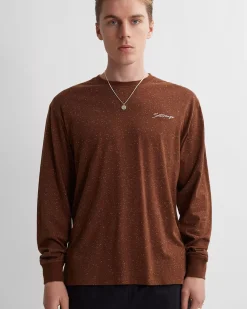 Speckled Chain Script Embroidered Long Sleeve Tee